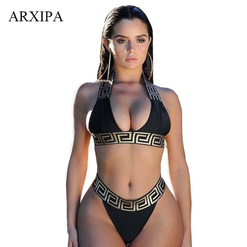 ARXIPA Sexy Bikini Sets For Women Bandage Swimsuit Crop Top Swimwear