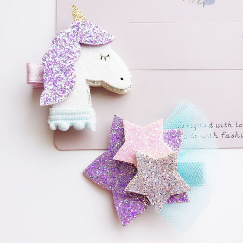 1pc Baby Kid Girl Hair Pins Clip Unicorn Cartoon