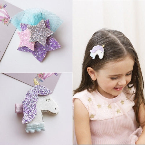 1pc Baby Kid Girl Hair Pins Clip Unicorn Cartoon