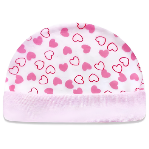 Soft Pure Cotton Babei's Head Cap Cute Print  Size 0-6 Months Color